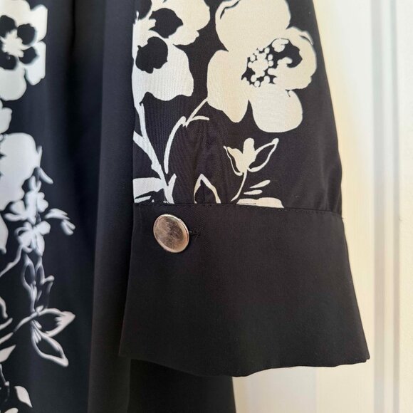 ZARA Womens Black Long Sleeve Minidress/Shirt w White Floral Details, Size:XL - Picture 7 of 9